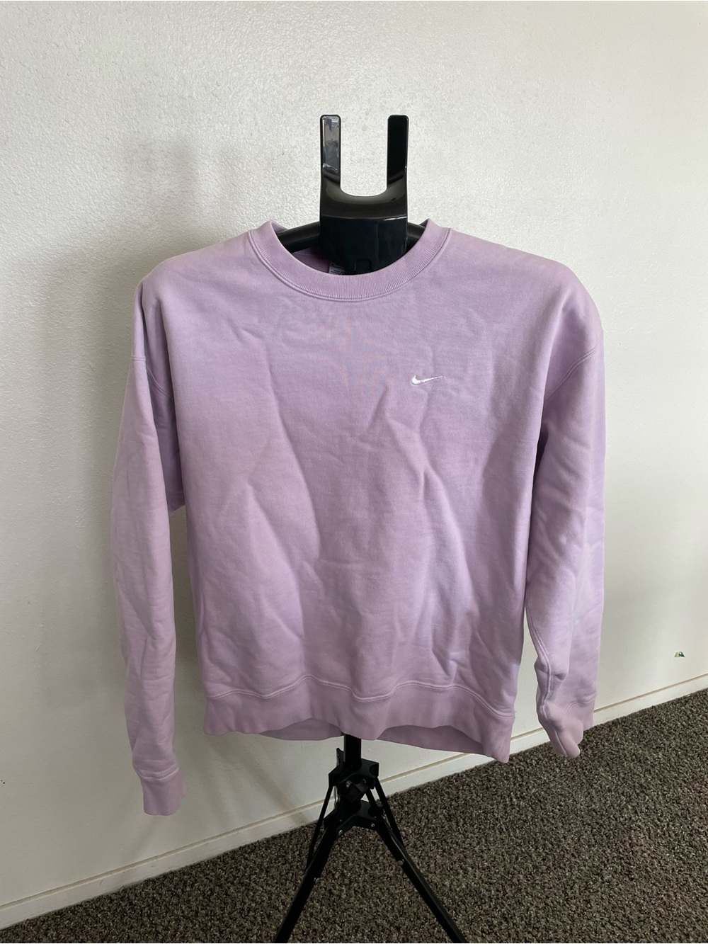 Lavender Crewneck Sweatshirt with White Swoosh